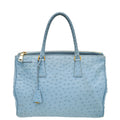 Prada Blue Ostrich Galleria Tote Large Bag