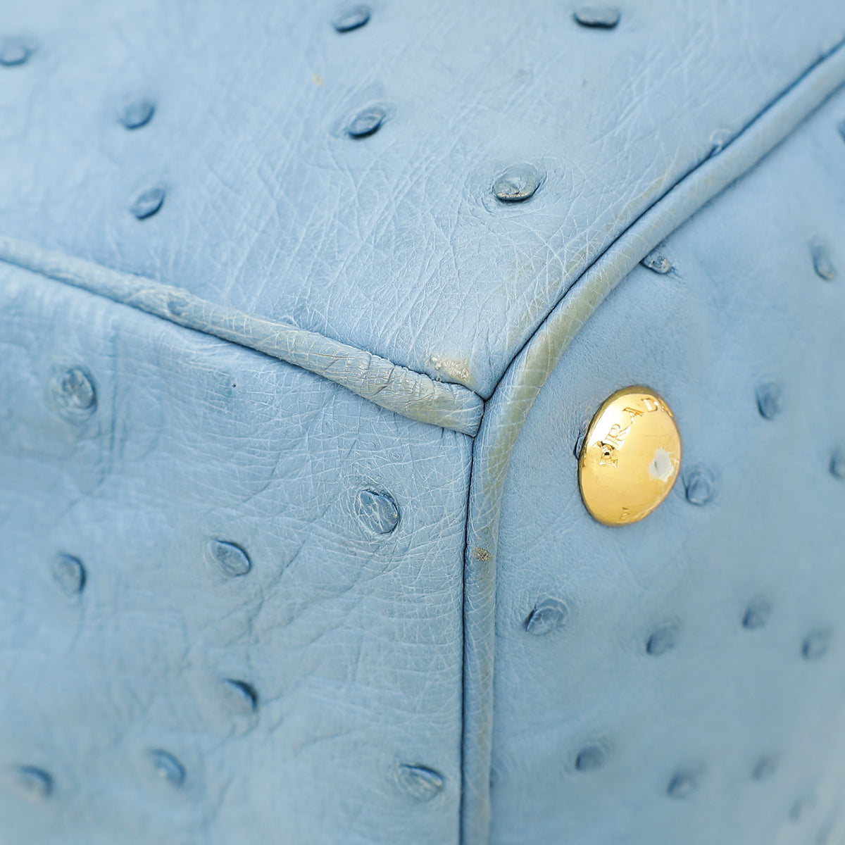 Prada Blue Ostrich Galleria Tote Large Bag