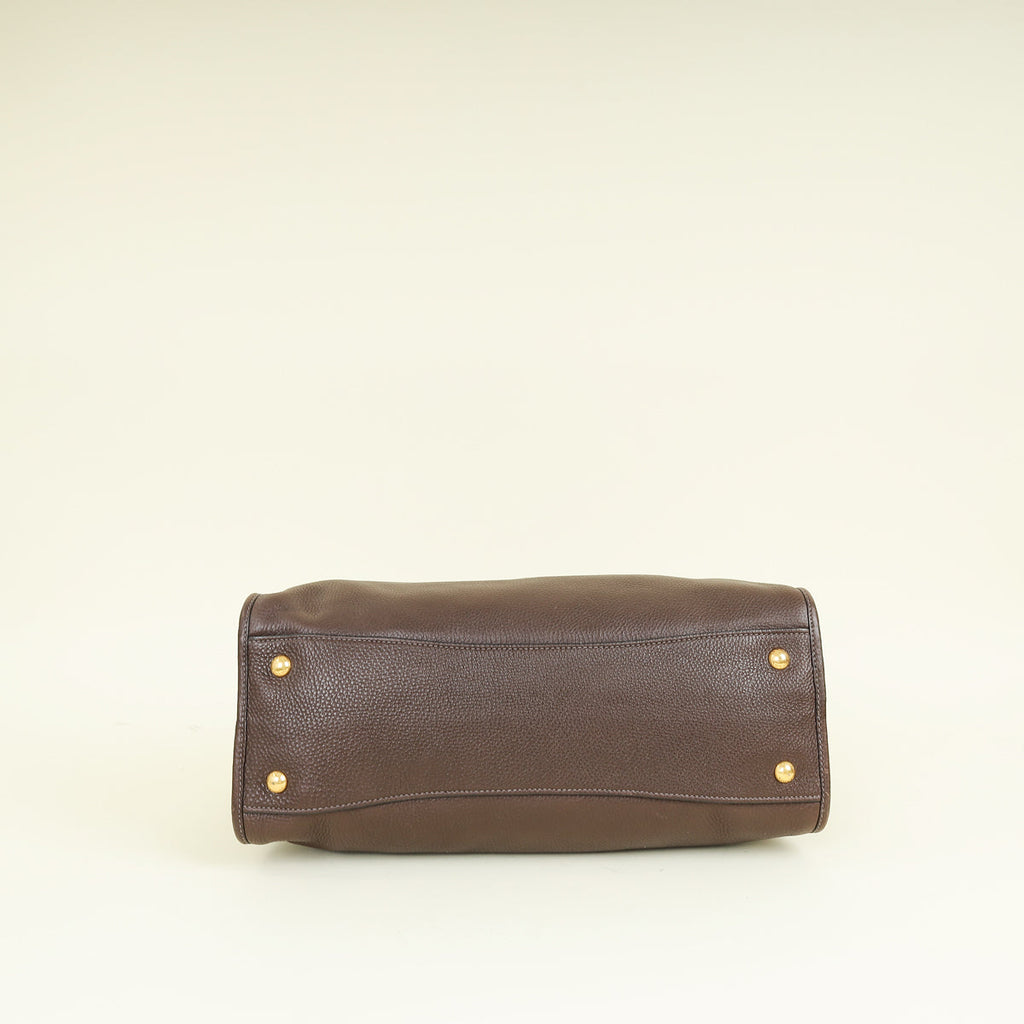 Prada Brown Vitello Daino Bauletto Bag