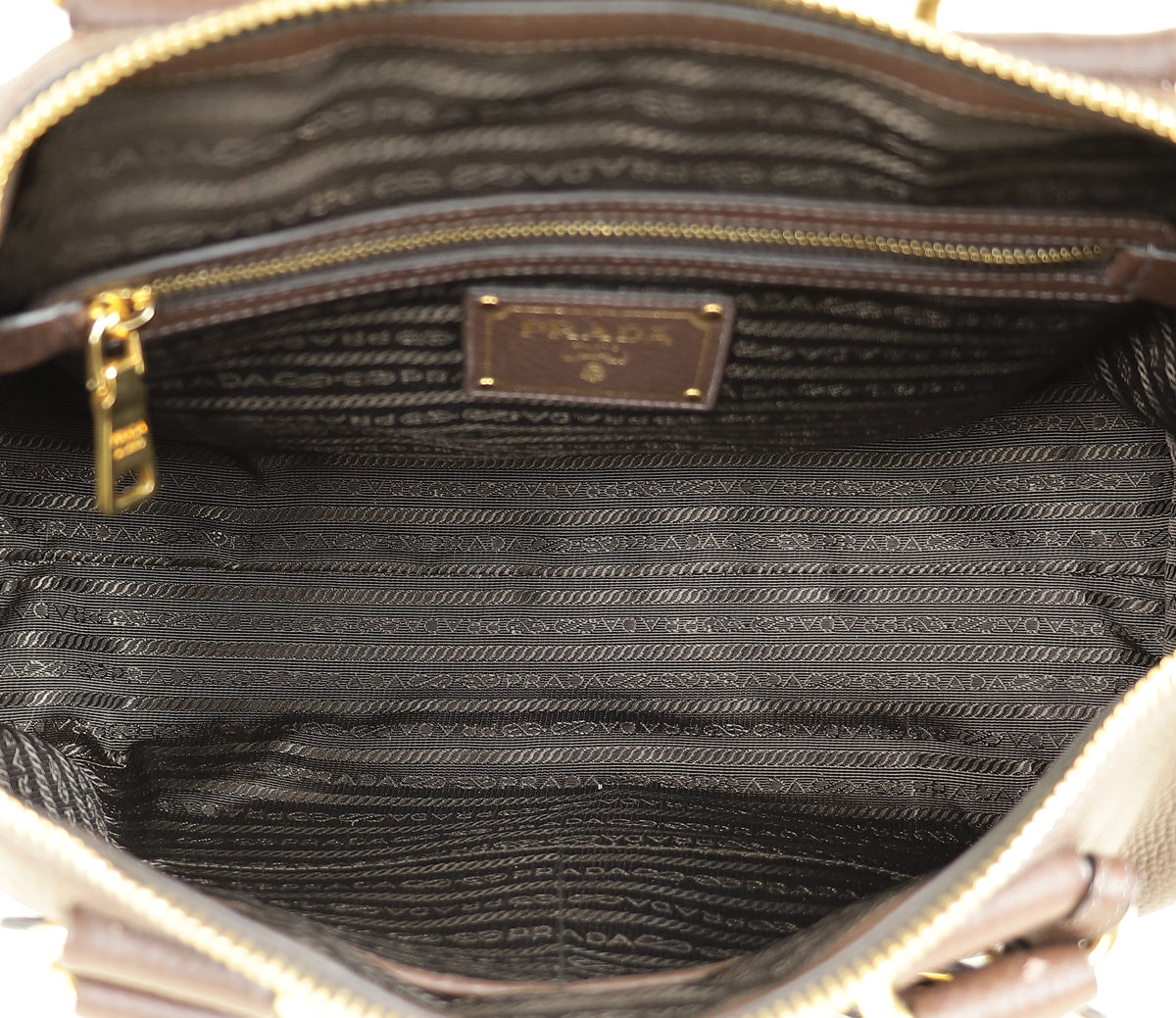 Prada Brown Vitello Daino Bauletto Bag
