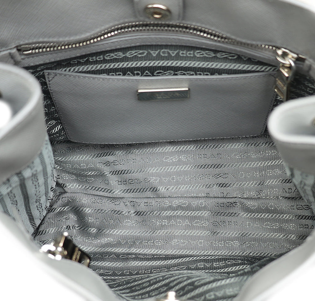 Prada Grey Lux EW Small Tote Bag