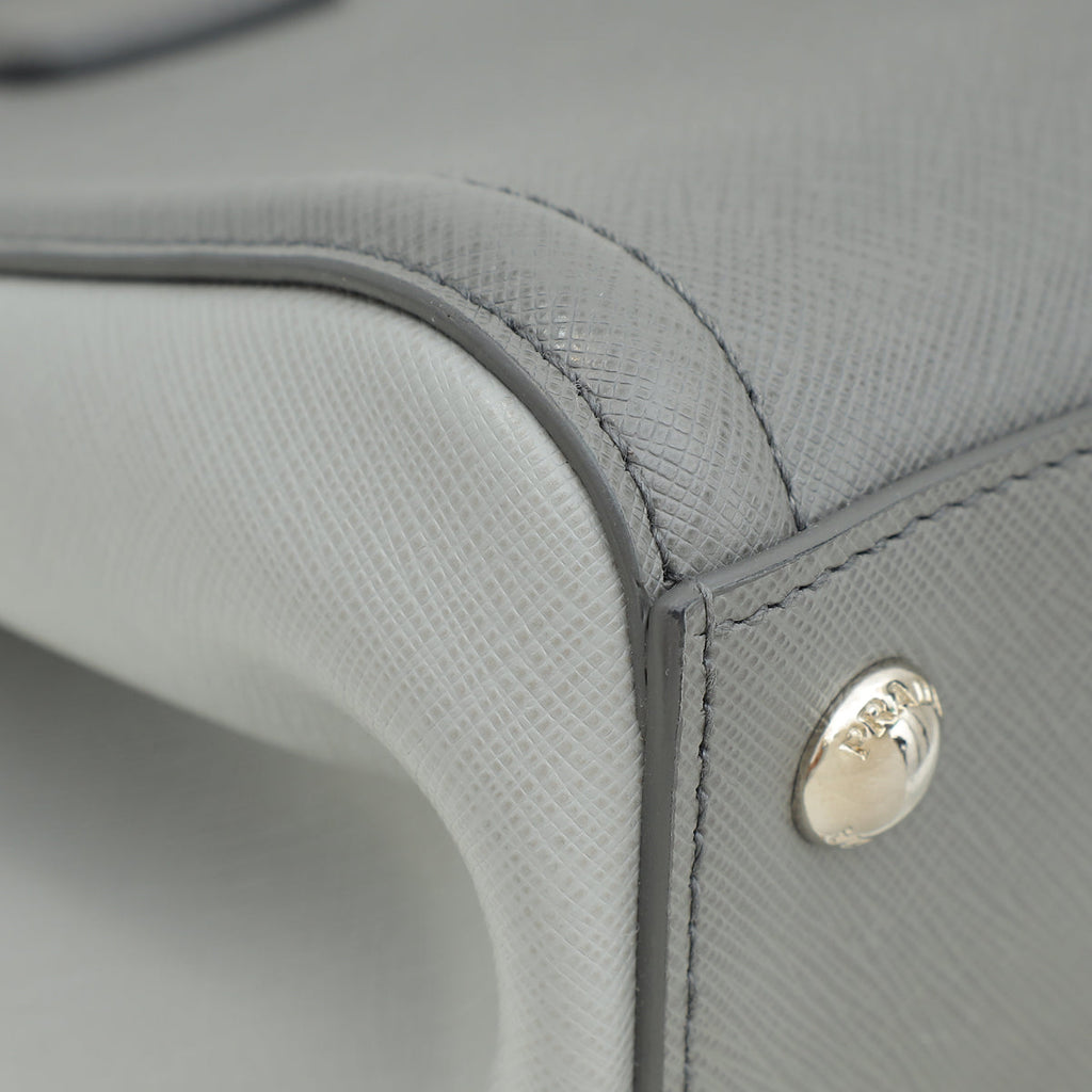 Prada Grey Lux EW Small Tote Bag