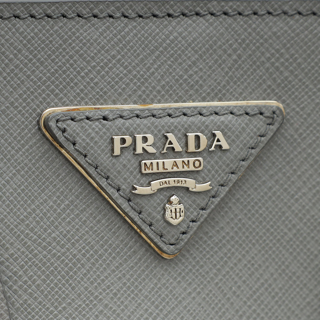 Prada Grey Lux EW Small Tote Bag