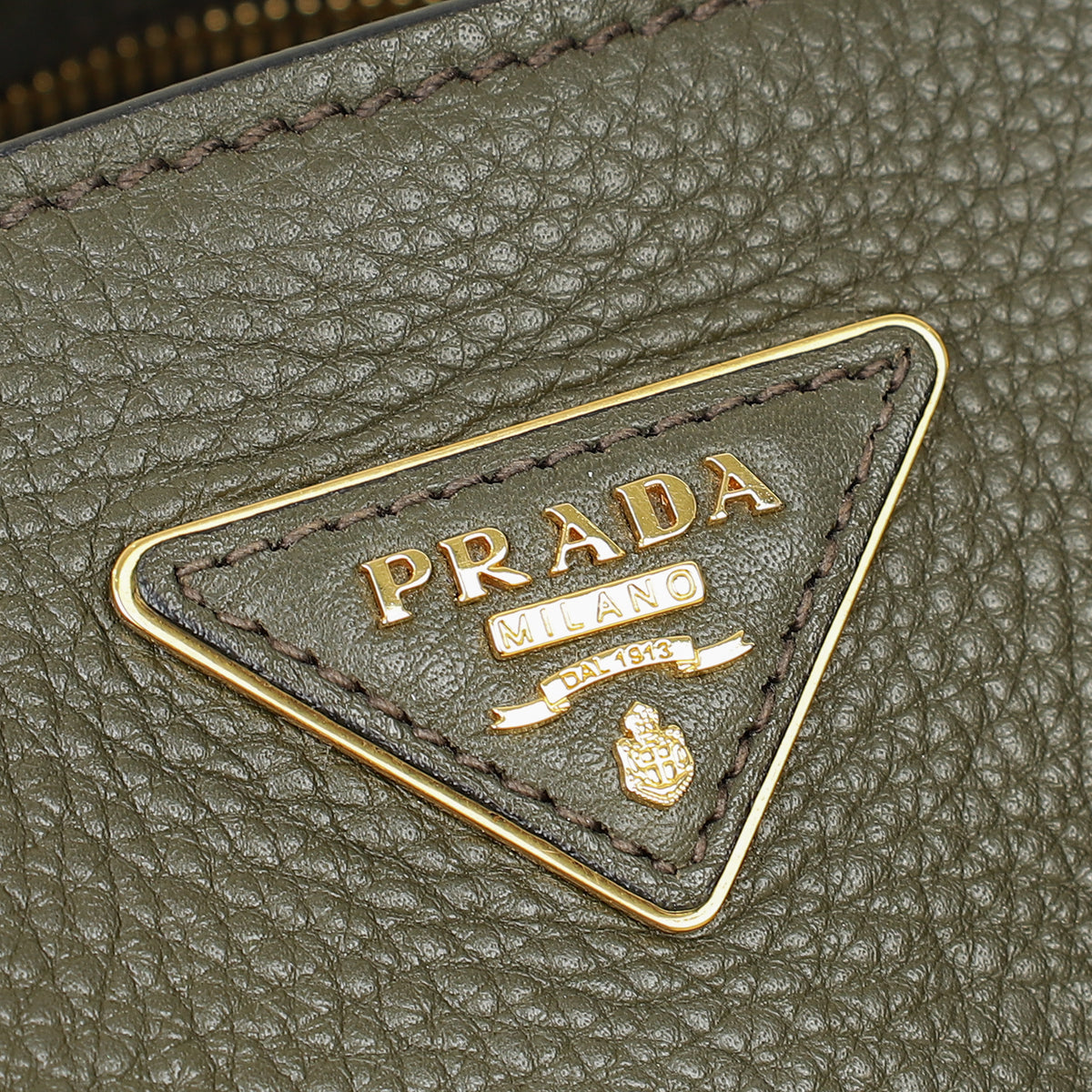 Prada Olive Green Vitello Daino Open Tote Bag