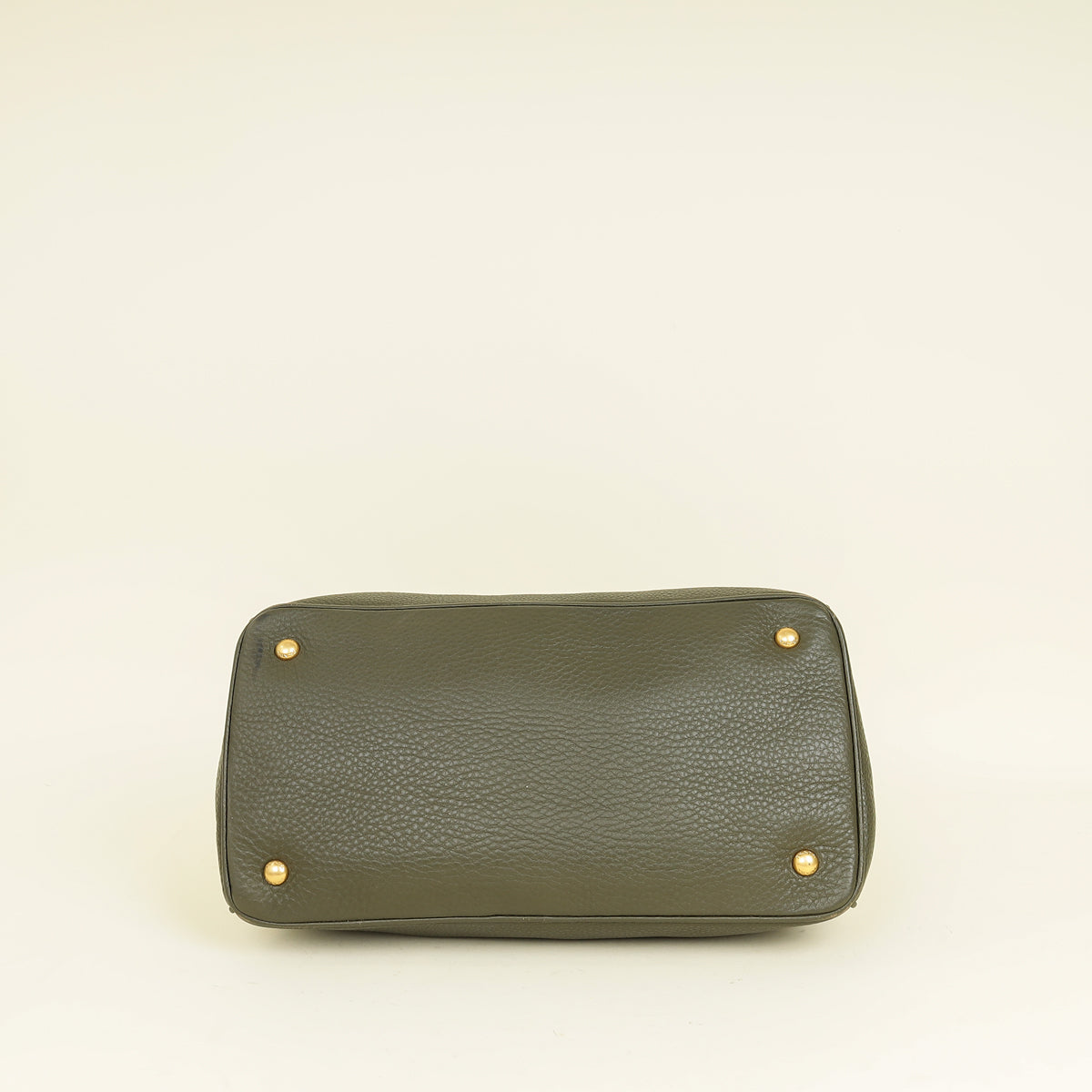Prada Olive Green Vitello Daino Open Tote Bag