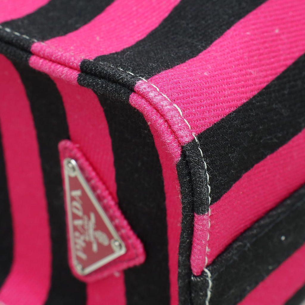 Prada Multicolor Logo Stripe Tote Bag