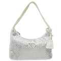 Prada Bianco White Crystal-Embellished Satin Re-Edition 2000 Mini Bag