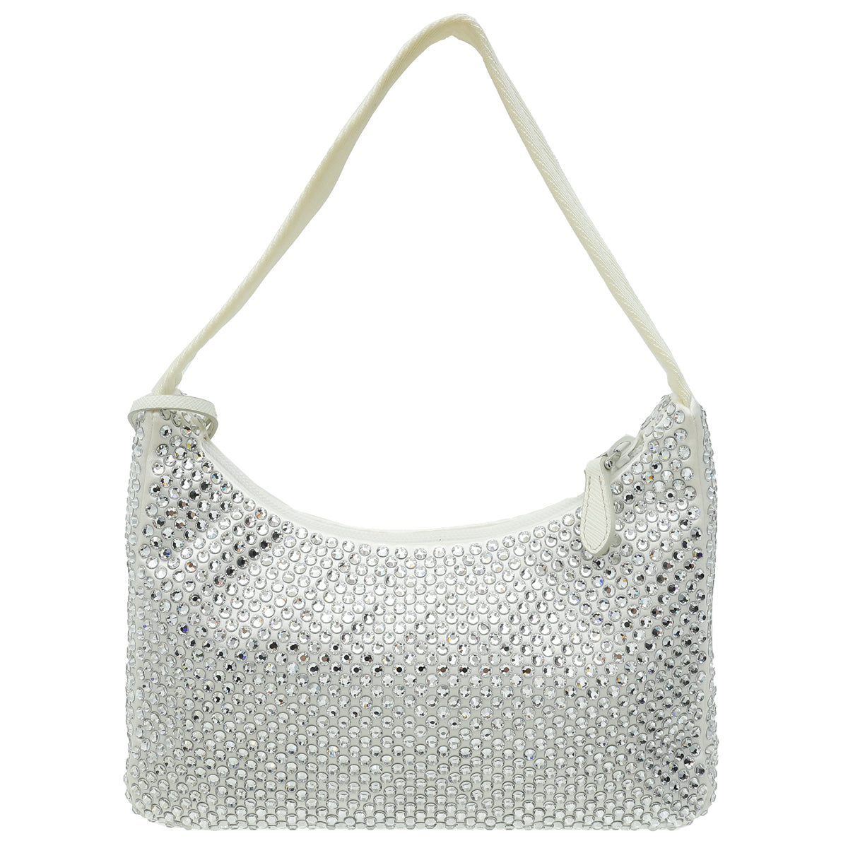 Prada Bianco White Crystal-Embellished Satin Re-Edition 2000 Mini Bag