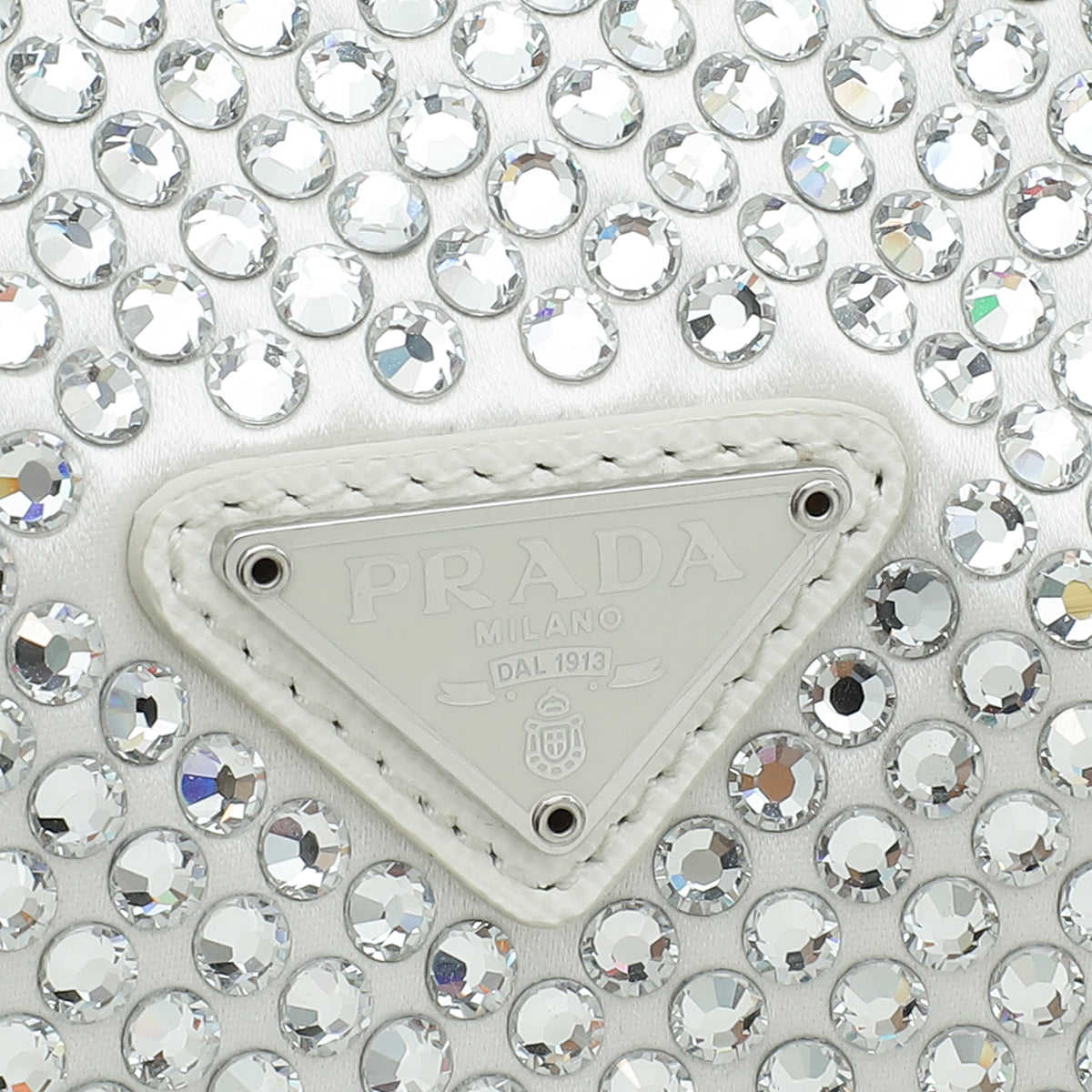 Prada Bianco White Crystal-Embellished Satin Re-Edition 2000 Mini Bag