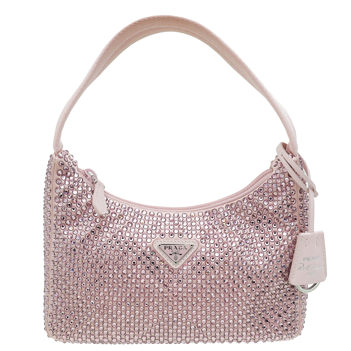 Prada Alabastro Mauve Crystal-Embellished Satin Re-Edition 2000 Mini Bag