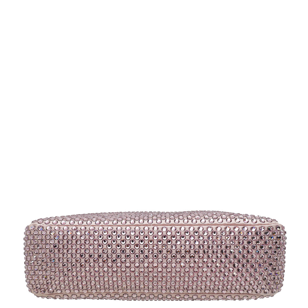 Prada Alabastro Mauve Crystal-Embellished Satin Re-Edition 2000 Mini Bag