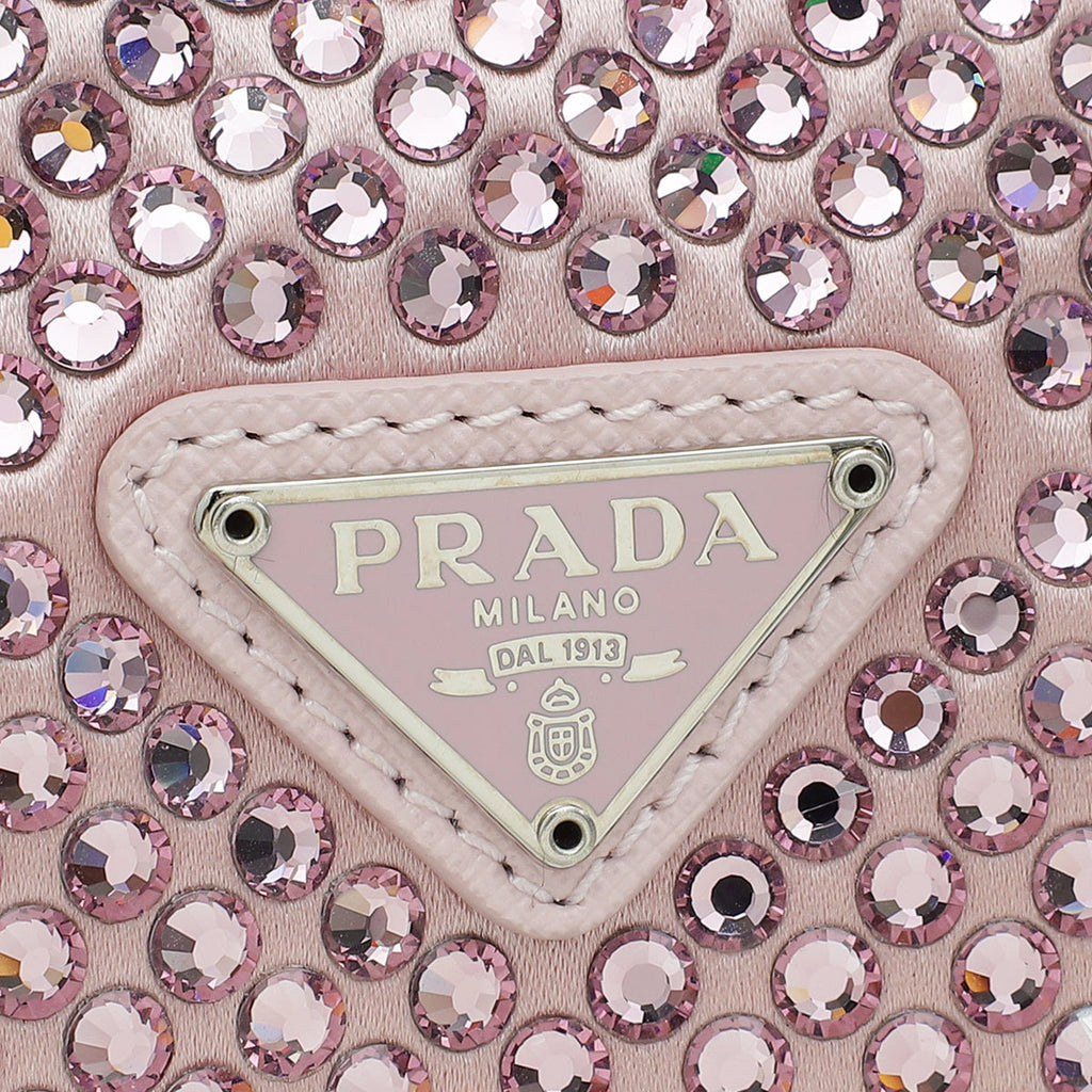 Prada Alabastro Mauve Crystal-Embellished Satin Re-Edition 2000 Mini Bag
