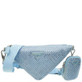 Prada Celeste Blue Triangle Studded Embellished Satin Crossbody Bag
