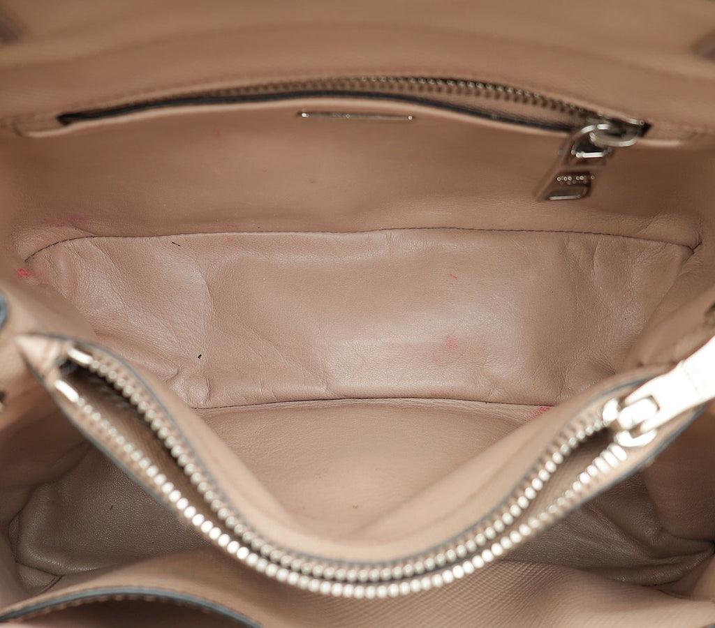 Prada Nude Cuir Twin Lock Small Bag