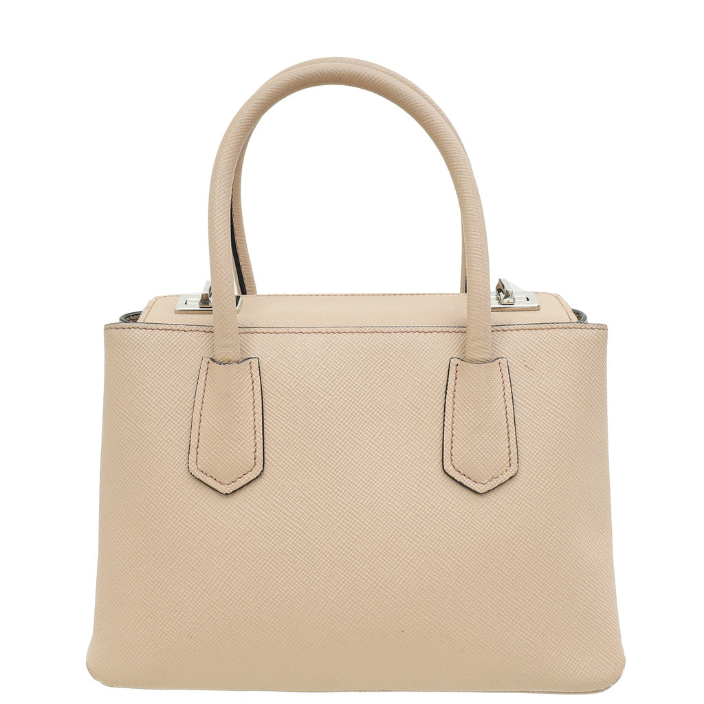 Prada Nude Cuir Twin Lock Small Bag