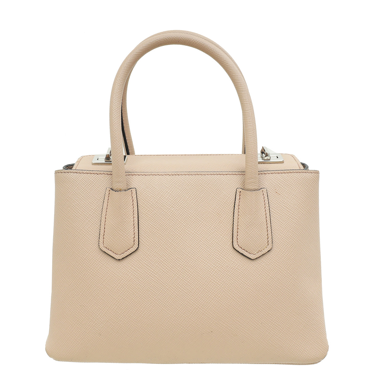 Prada Nude Cuir Twin Lock Small Bag