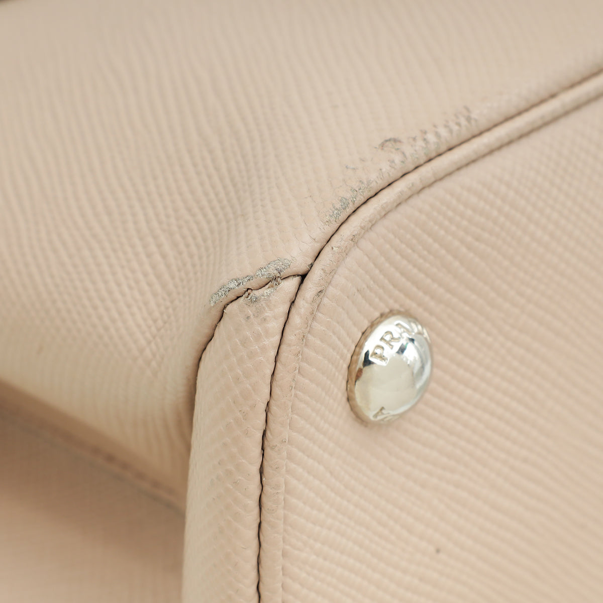 Prada Nude Cuir Twin Lock Small Bag