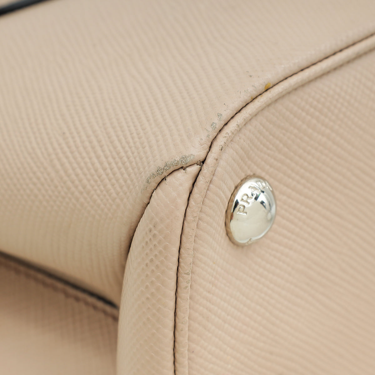 Prada Nude Cuir Twin Lock Small Bag