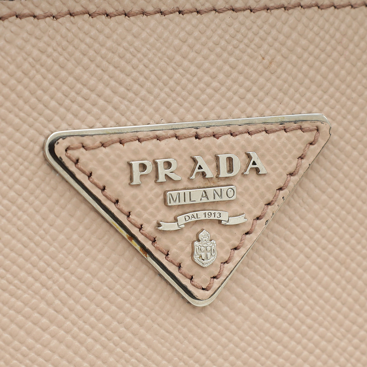 Prada Nude Cuir Twin Lock Small Bag
