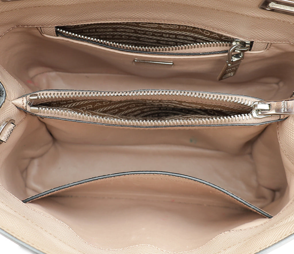 Prada Nude Cuir Twin Lock Small Bag