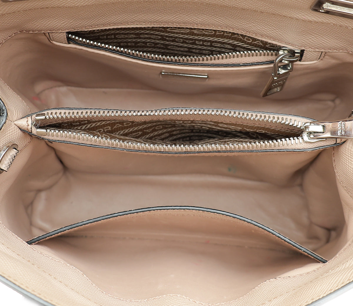 Prada Nude Cuir Twin Lock Small Bag