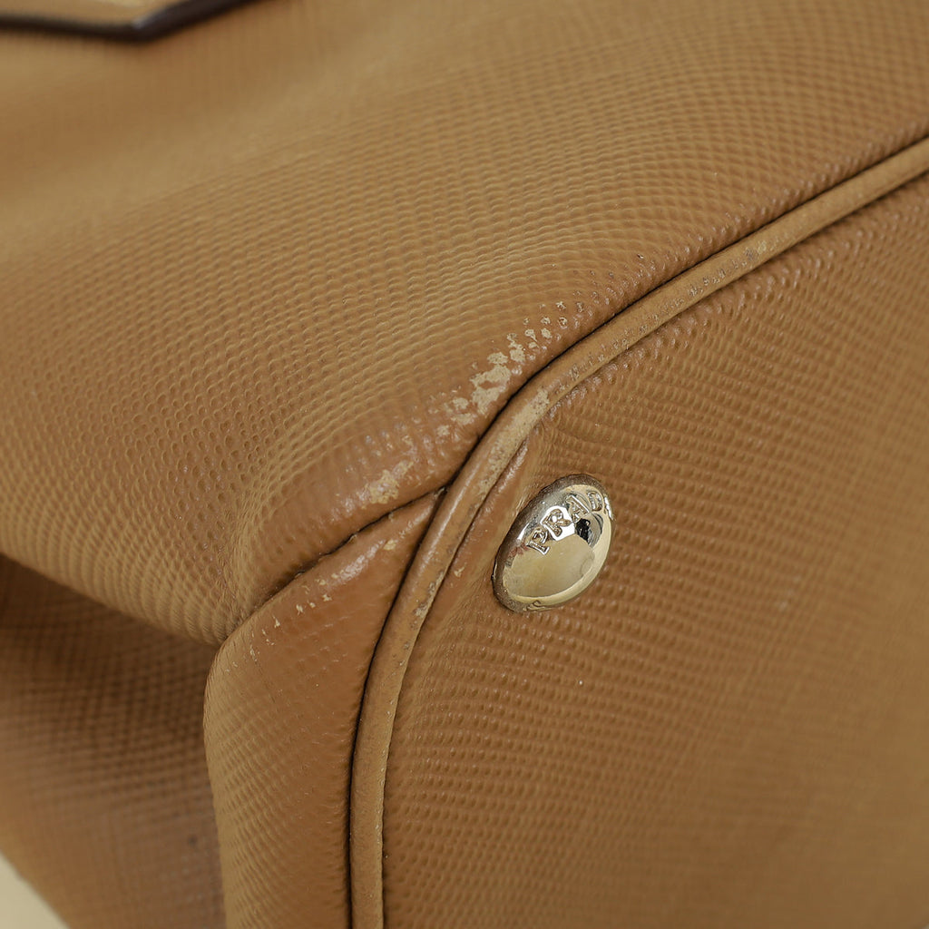 Prada Caramel Twin Tote Bag