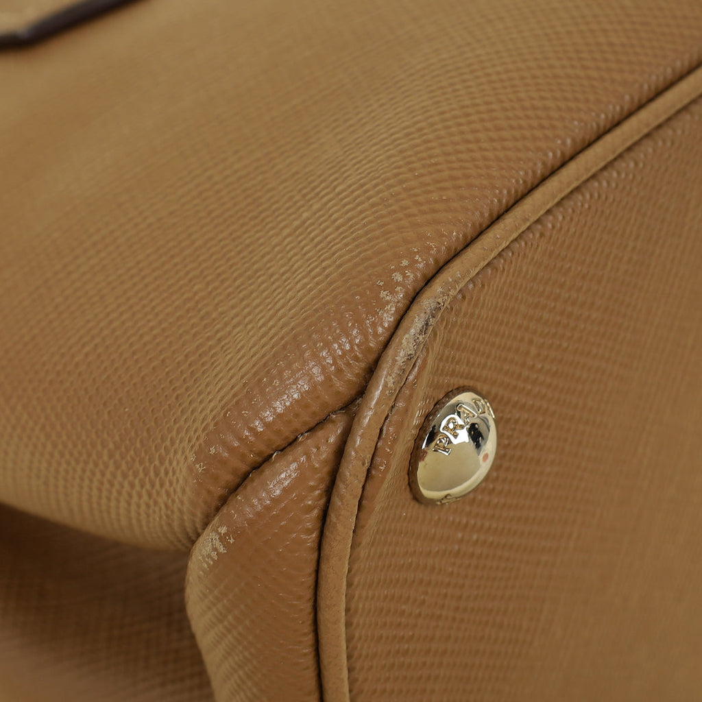 Prada Caramel Twin Tote Bag