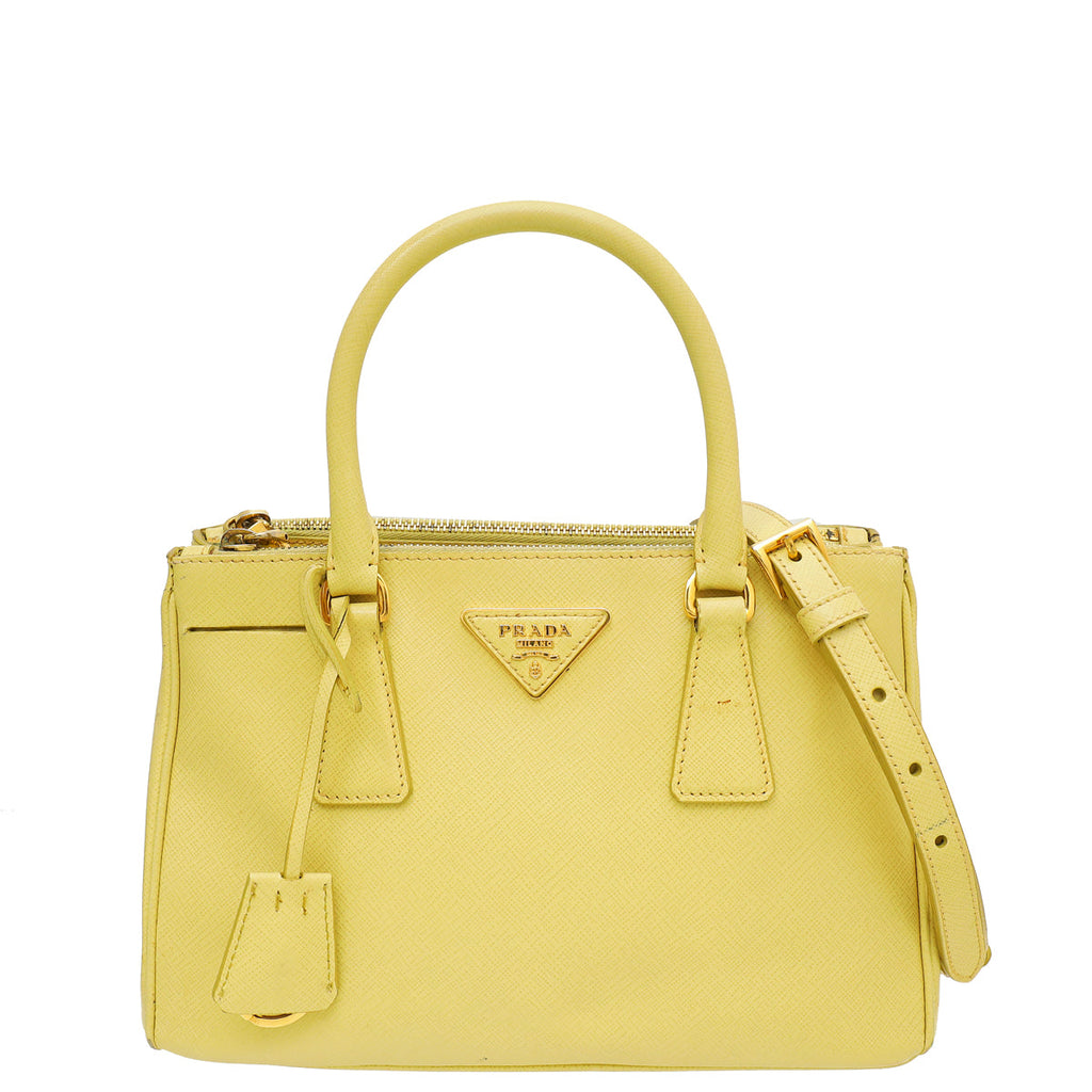 Prada Yellow Lux Galleria Tote Medium Bag