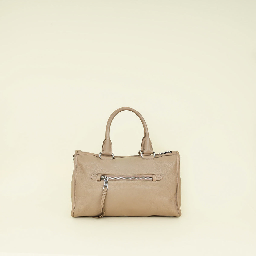 Prada Cammeo Beige Soft Vitello Phenix Bauletto Top Handle Bag