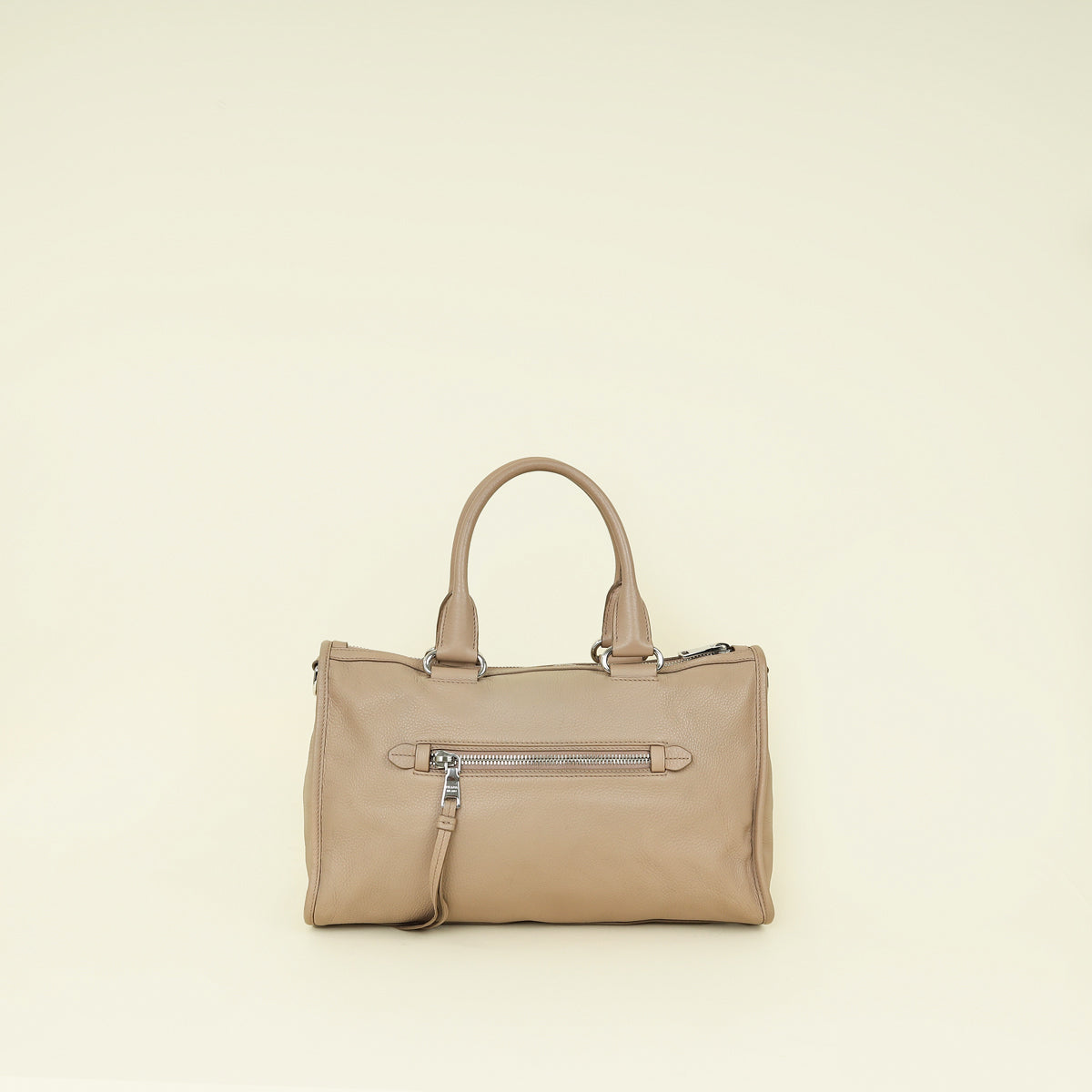 Prada Cammeo Beige Soft Vitello Phenix Bauletto Top Handle Bag