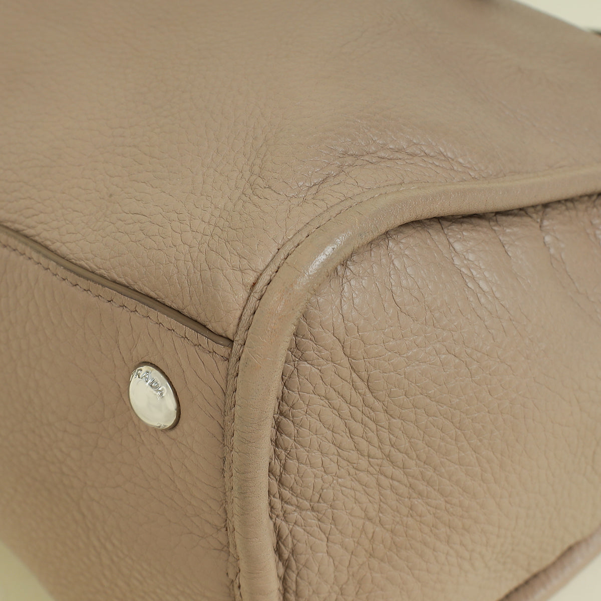 Prada Cammeo Beige Soft Vitello Phenix Bauletto Top Handle Bag
