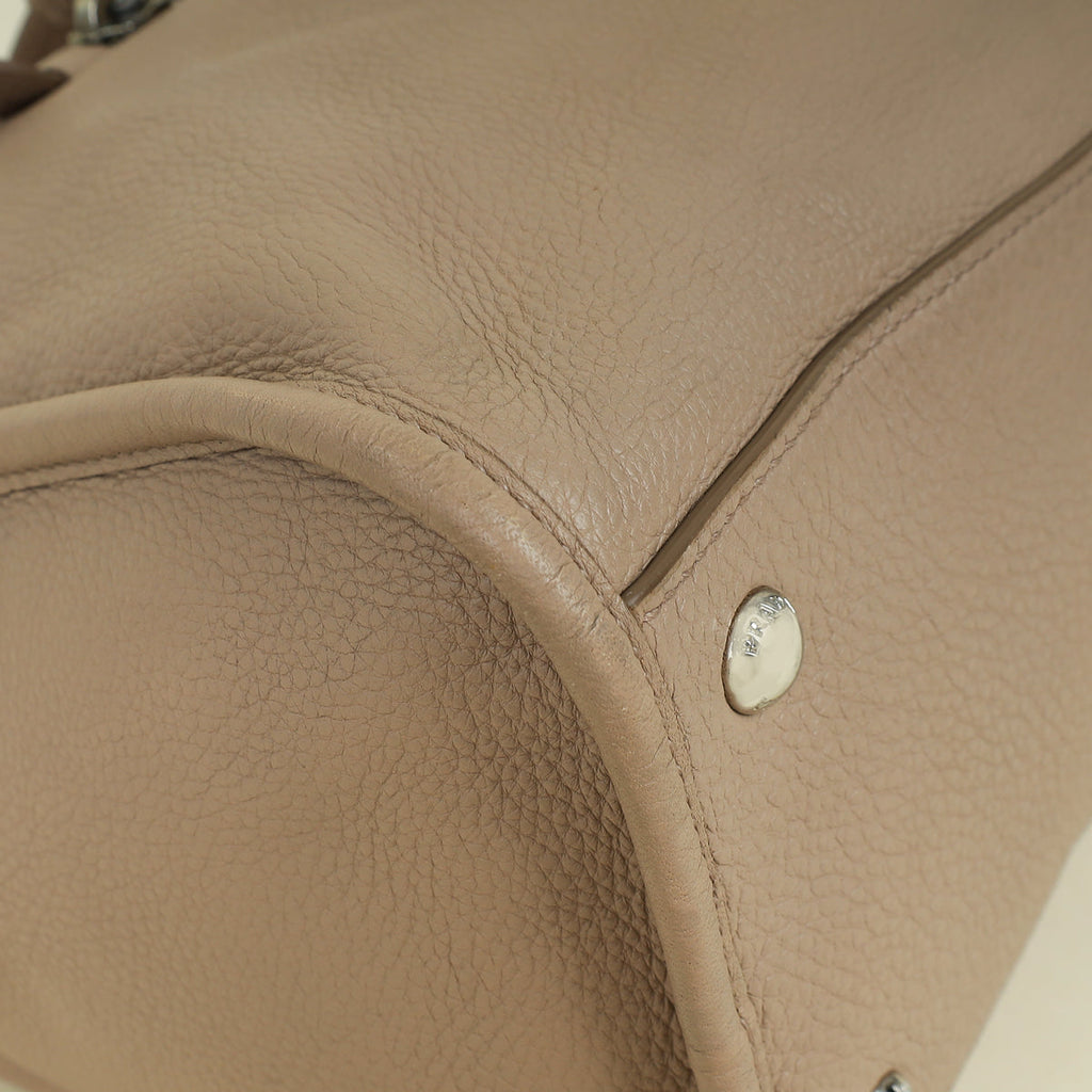 Prada Cammeo Beige Soft Vitello Phenix Bauletto Top Handle Bag
