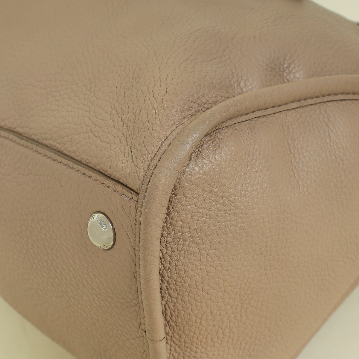 Prada Cammeo Beige Soft Vitello Phenix Bauletto Top Handle Bag