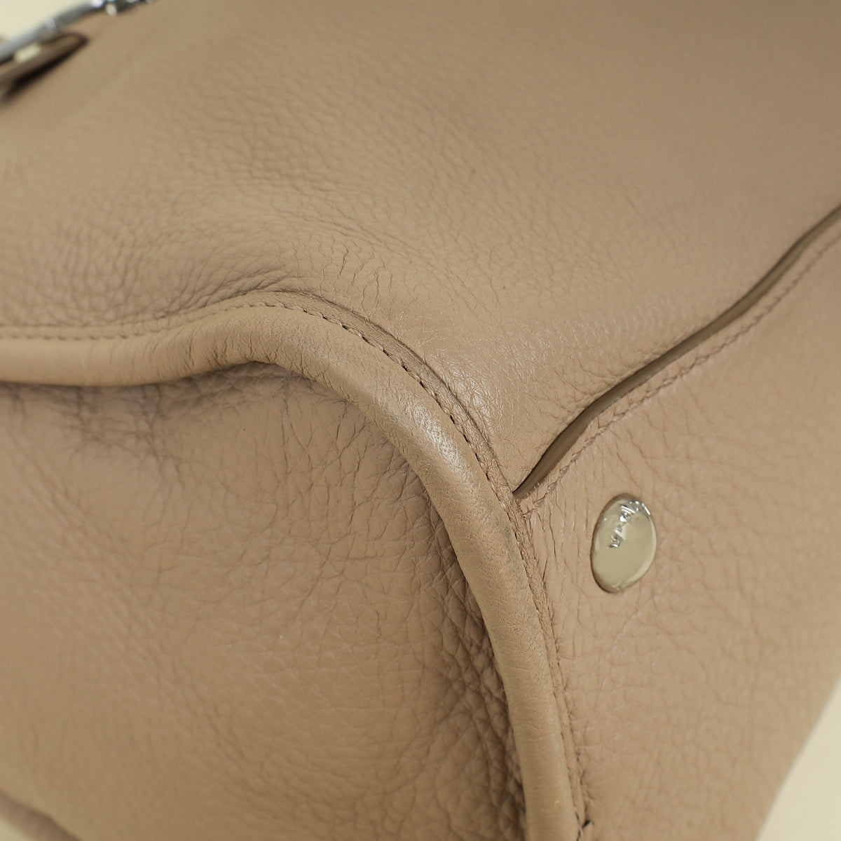 Prada Cammeo Beige Soft Vitello Phenix Bauletto Top Handle Bag