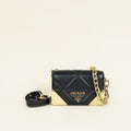 Prada Black Triangle Nappa Stitched Chain Flap Bag