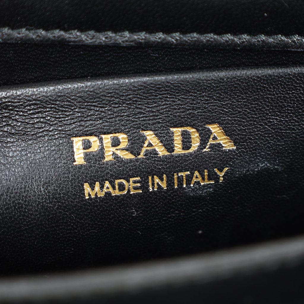 Prada Black Triangle Nappa Stitched Chain Flap Bag