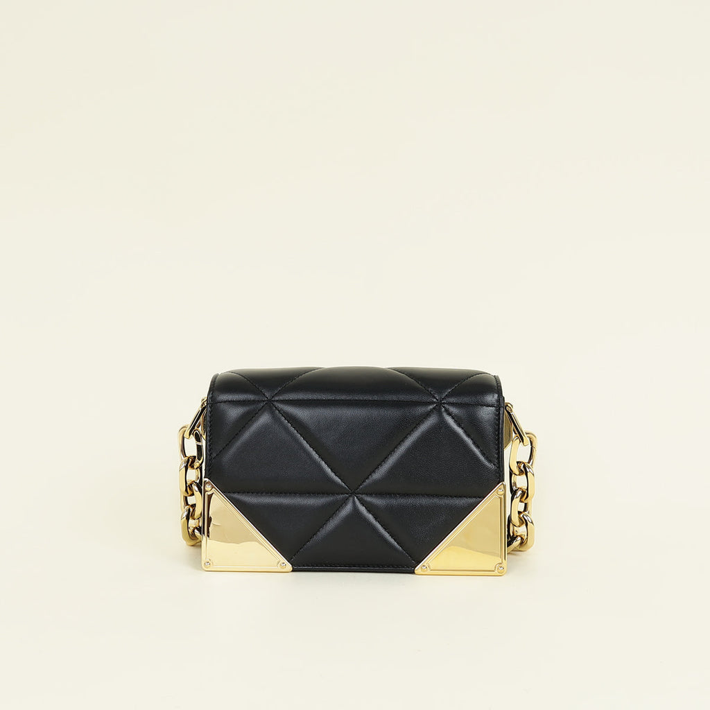 Prada Black Triangle Nappa Stitched Chain Flap Bag