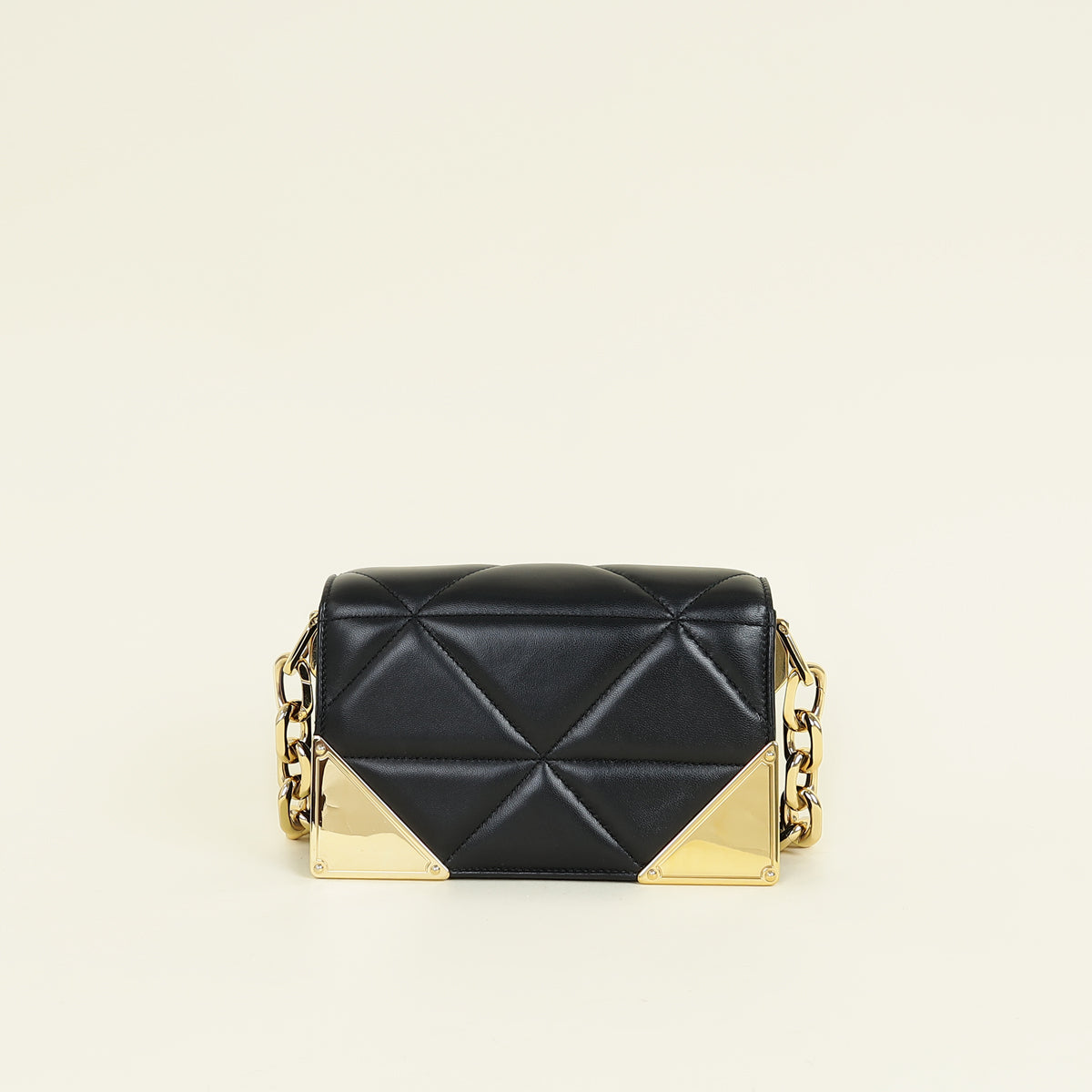 Prada Black Triangle Nappa Stitched Chain Flap Bag
