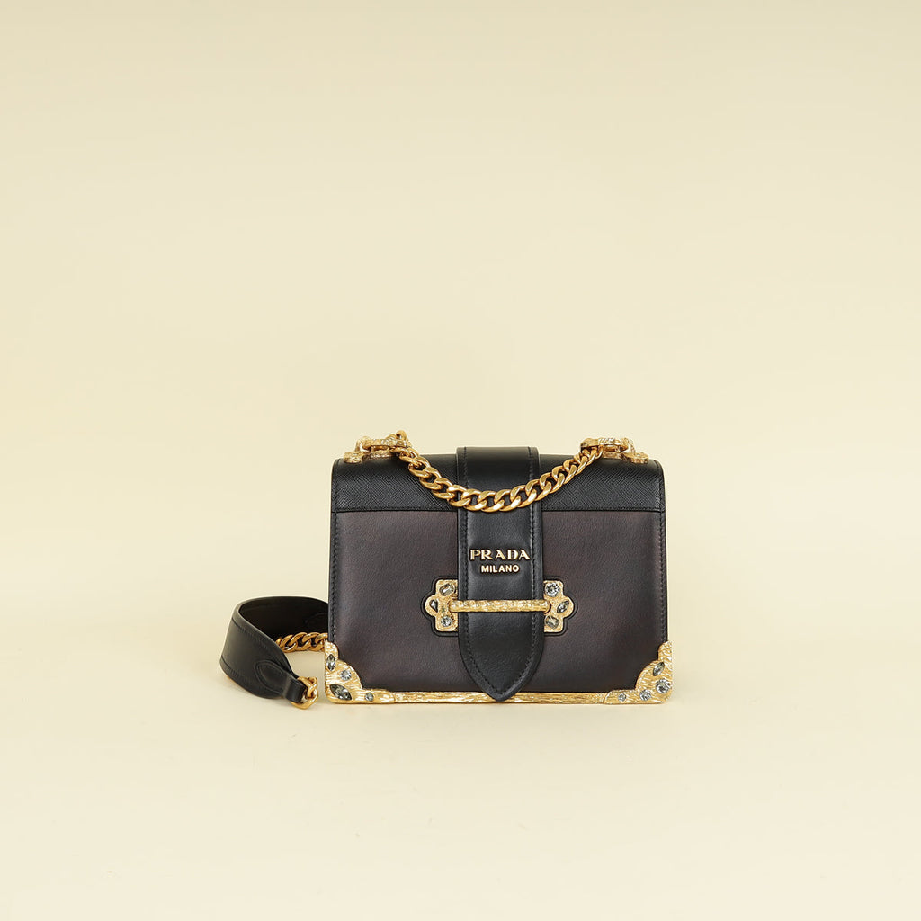 Prada Black Crystal Cahier Crossbody Bag