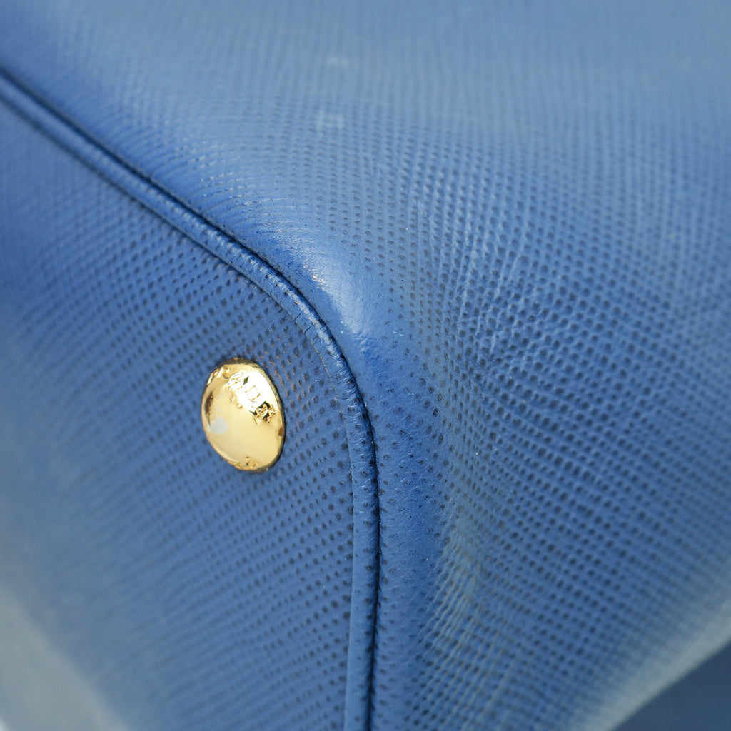 Prada Bluette Cuir Double Handle Large Bag