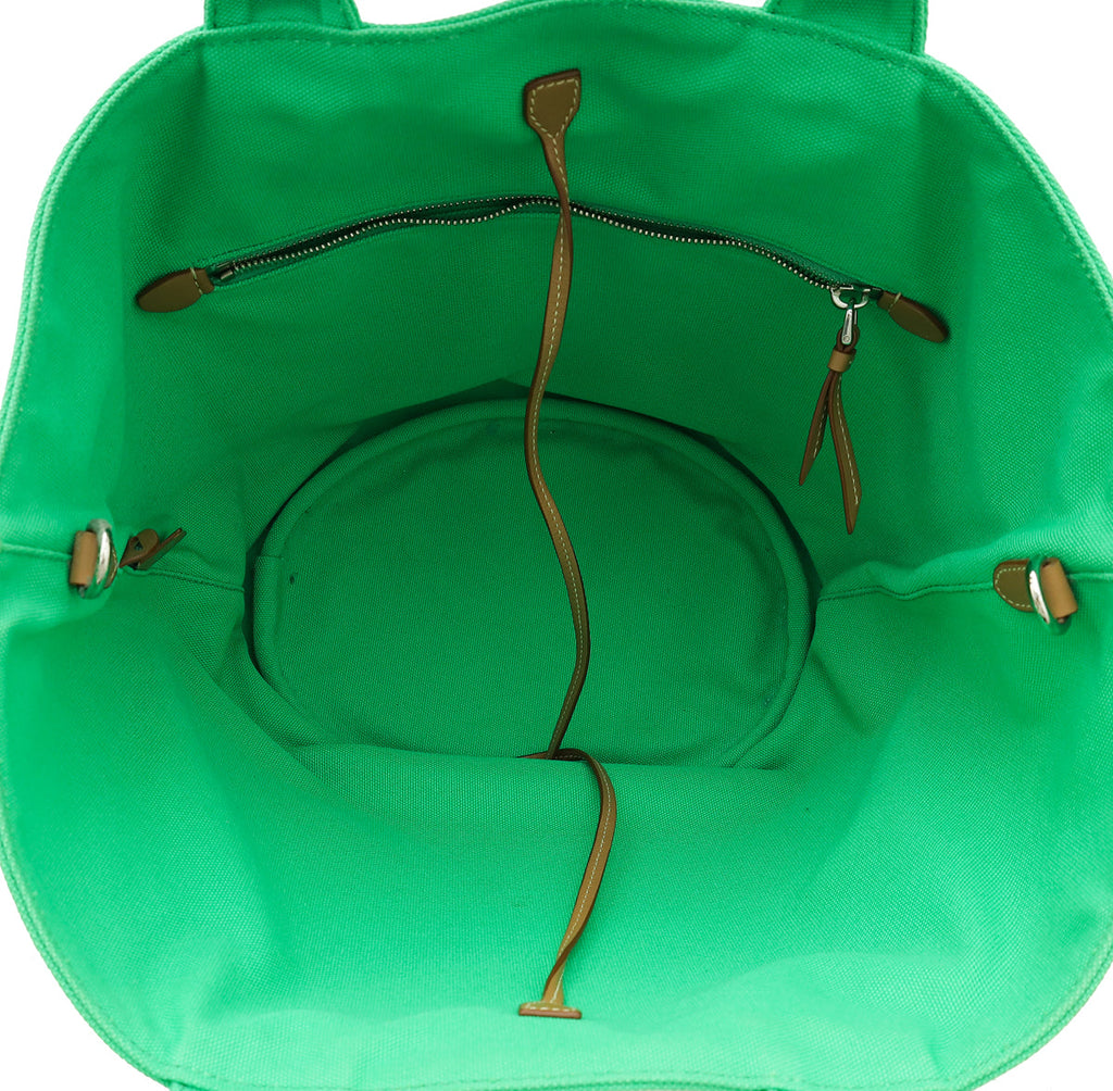 Prada Green Logo Canapa Tote Bag