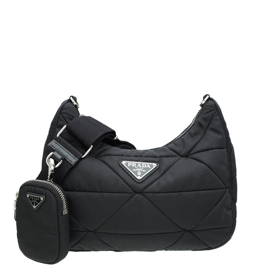 Prada Nero Padded Re-Nylon Tessuto Quilted Shoulder Bag