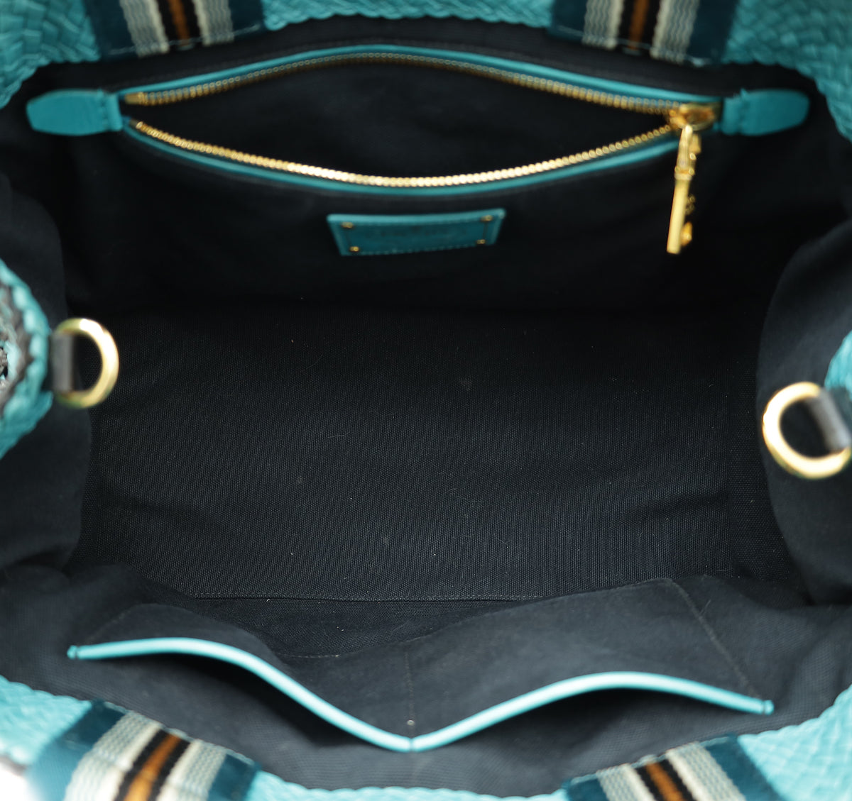 Prada Bicolor Woven Madras Top Handle Tote Bag