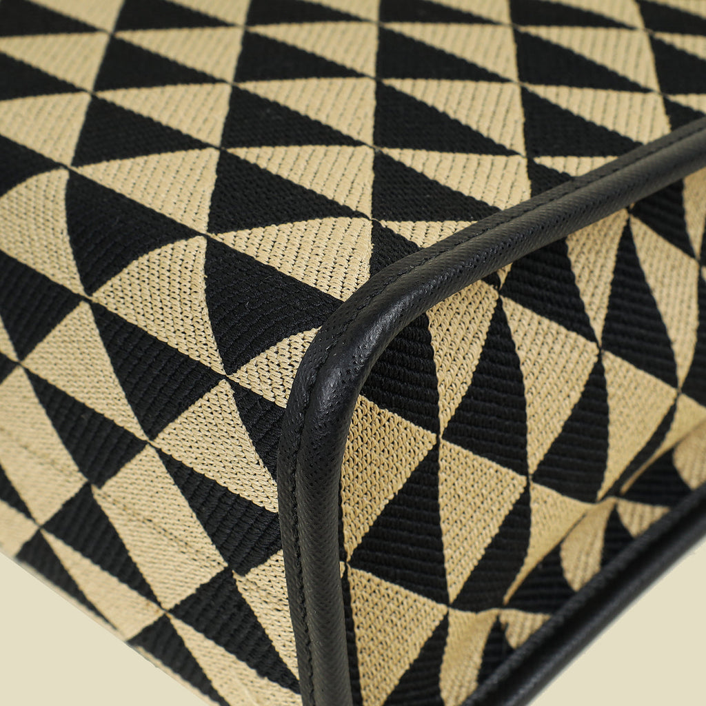 Prada Bicolor Symbole Embroidered Tote Large Bag