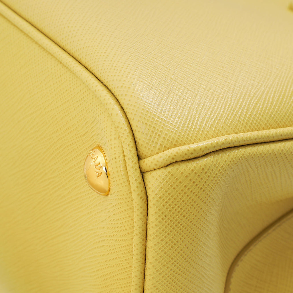 Prada Polline Yellow Lux Galleria Large Tote Bag