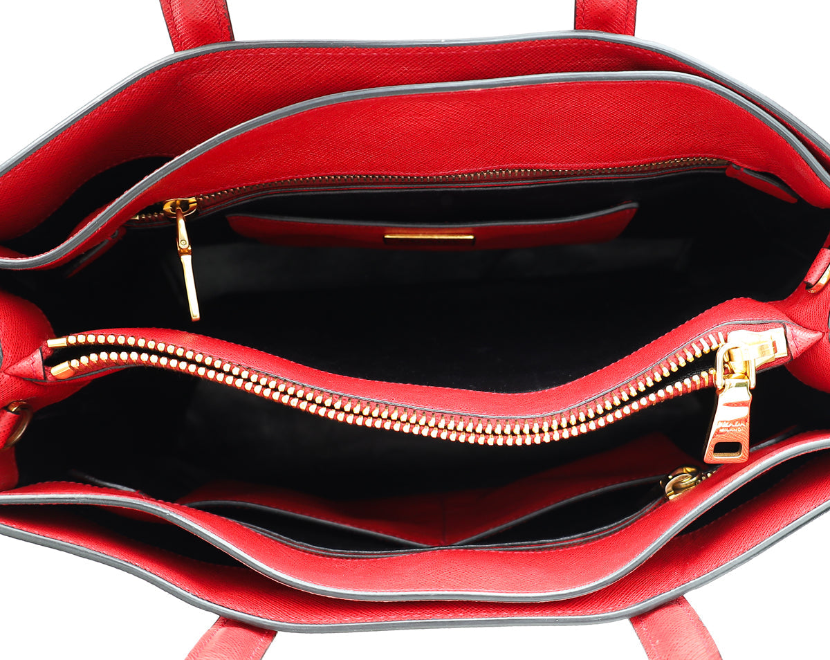 Prada Red Soft Convertible Tote Bag