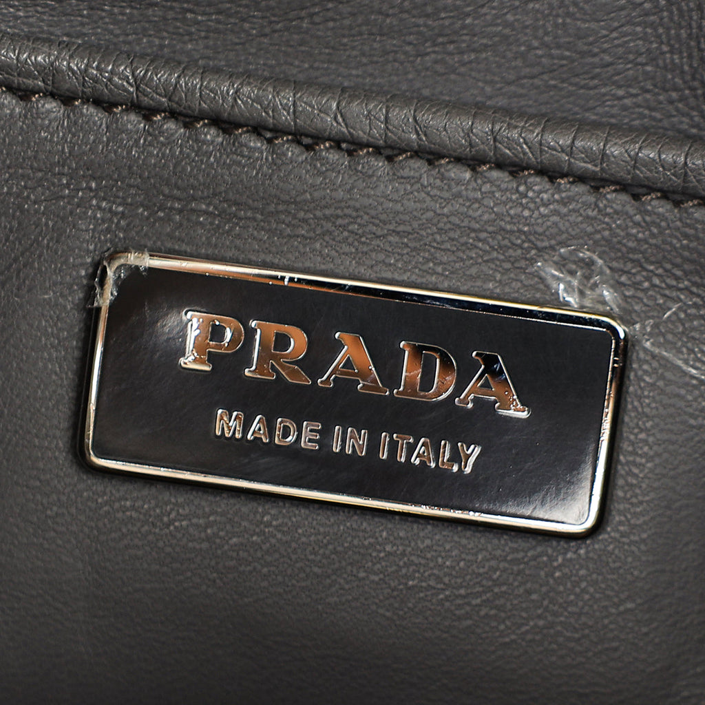 Prada Gray Ostrich Vertical Tote Bag