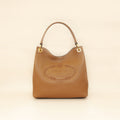 Prada Brown Logo Embossed Vitello Hobo Bag