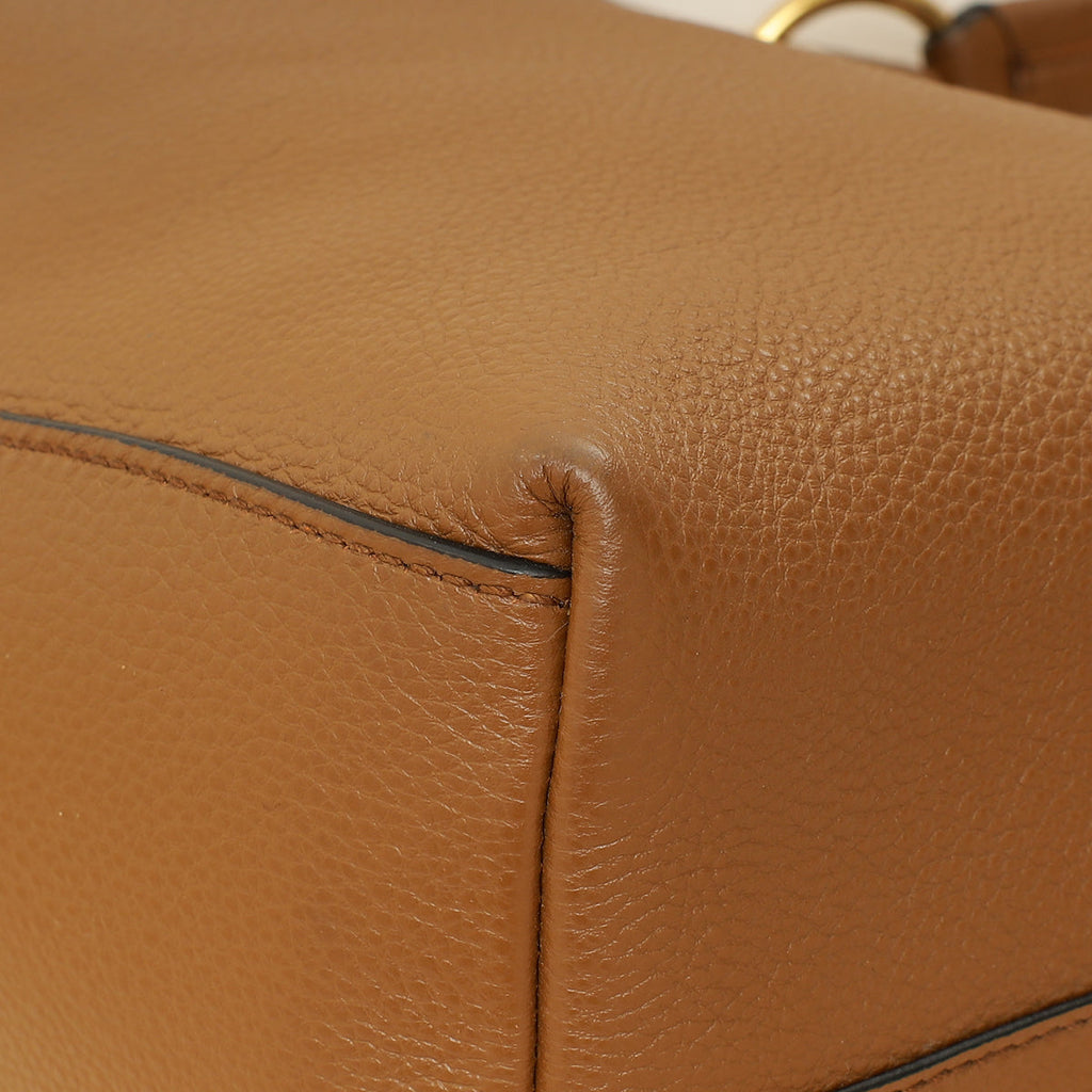 Prada Brown Logo Embossed Vitello Hobo Bag