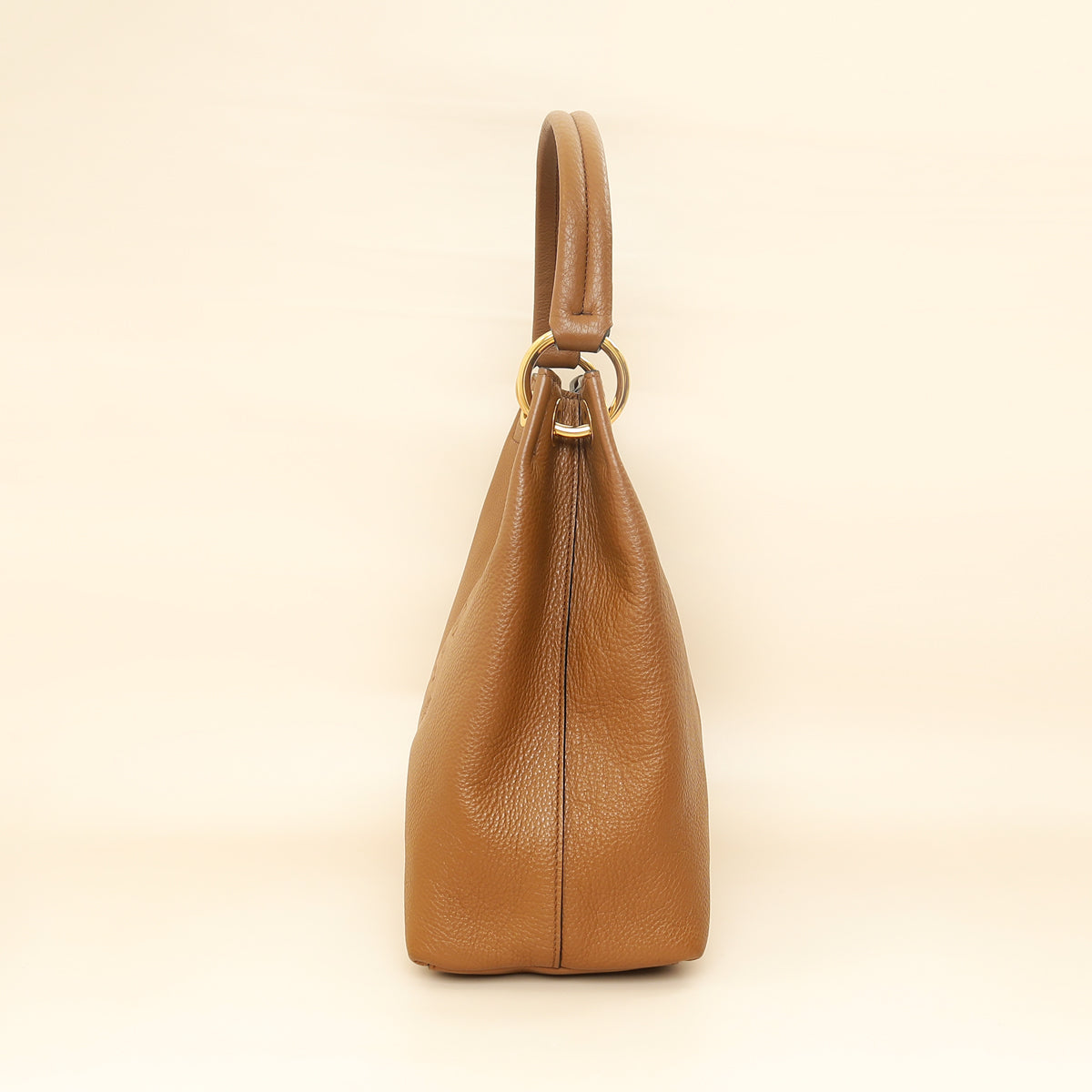 Prada Brown Logo Embossed Vitello Hobo Bag